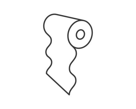 Simple line art illustration of a roll of paper with a wavy edge. Perfect for representing concepts of consumption, resource management, or even unraveling a problem. vector