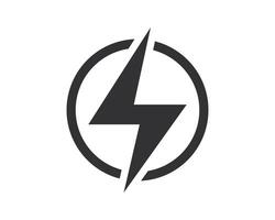 A minimalist graphic icon of a lightning bolt enclosed in a circle, symbolizing energy, power, or speed. Perfect for tech, innovation, or environmental themes. Use for logos and web design. vector