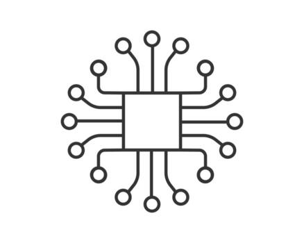 limpio, moderno línea Arte ilustración de un pastilla. representa tecnología, datos, artificial inteligencia, y informática. ideal para web, imprimir, o presentaciones vector