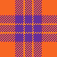 Vibrant orange and purple plaid pattern. Perfect for fall, Halloween, or autumnal designs. This bold geometric textile texture adds a touch of modern energy to any project. vector