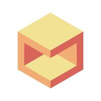 Abstract isometric cube in warm earth tones. Creates an illusion of depth and perspective, perfect for presentations, websites, or designs needing a modern, minimalist feel. vector