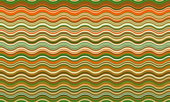 Vibrant wavy stripes in earthy greens, oranges, and creams create a dynamic, retroinspired pattern perfect for textiles, website backgrounds, or packaging. vector
