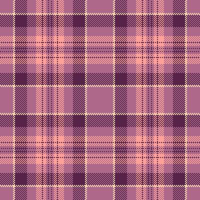 Rose check fabric texture, satin textile seamless background. National tartan pattern plaid in pink and red colors.