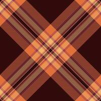 Warm autumnal plaid pattern in rich orange, brown, and beige tones. Diagonal lines create a dynamic, modern feel, perfect for fallthemed designs, textiles, and website backgrounds. vector