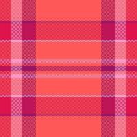 Vibrant coral and pink plaid pattern. Perfect for textile design, fashion, website backgrounds, or scrapbooking. This seamless texture offers a bold, modern aesthetic with a touch of classic charm. vector