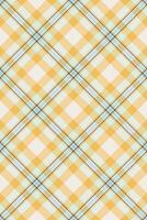 Ornate plaid background seamless, fibrous check pattern. Outfit fabric tartan textile texture in amber and white colors. vector