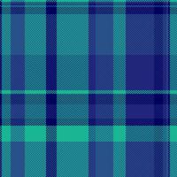Detailed pixelated plaid pattern with intersecting dark blue, teal, lighter blue stripes. Useful for backgrounds, textiles, retro designs with a structured feel. vector