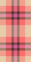 Seamless coral, beige, and lilac plaid pattern. Perfect for textile design, fashion, website backgrounds, and packaging. This vibrant and stylish check design evokes warmth and sophistication. vector