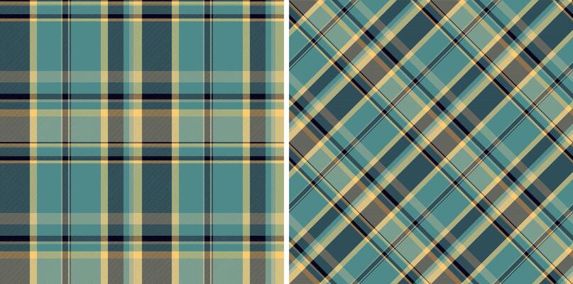 Two stylish plaid patterns in teal, beige, and gray. Perfect for textile design, fashion, or website backgrounds.