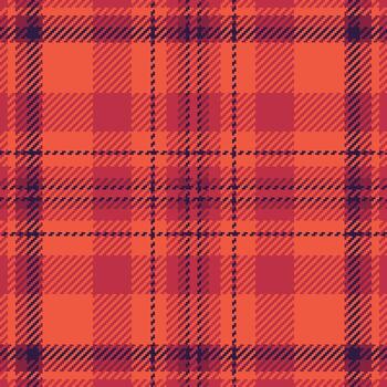 Vibrant coral and dark red plaid pattern. Perfect for textile design, website backgrounds, or autumnal themed projects. This seamless texture evokes warmth and a touch of rustic charm. vector