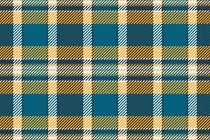Classic tartan pattern featuring teal, gold, and white. A seamless fabric design ideal for textiles, backgrounds, or any project needing a warm, textured touch. vector