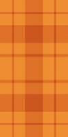 Warm autumnal plaid pattern in vibrant orange and burnt orange hues. Perfect for fallthemed designs, textile prints, website backgrounds, or packaging. vector