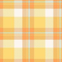 Vibrant pastel plaid pattern in orange and yellow hues. Perfect for textile design, website backgrounds, or crafting projects. This cheerful, seamless texture evokes feelings of warmth and optimism. vector