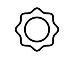 A crisp, modern line art icon. Simple sun symbol with wavy outline, ideal for weather apps, summer themes, or interface design. Clean versatile graphic element. vector