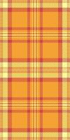 Realistic tartan textile check, foot plaid seamless . Lady texture fabric background pattern in orange and yellow colors. vector
