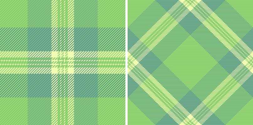 Pair of vibrant lime green and teal plaid patterns. Perfect for textile design, web backgrounds, or crafting projects. Fresh, modern, and versatile textures offer endless creative possibilities.