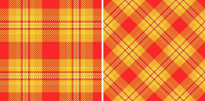 Vibrant red and gold plaid patterns, perfect for textile design, autumnal themes, or festive backgrounds. Two distinct styles offer versatility classic checks and dynamic diagonals. vector