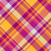 Vibrant diagonal plaid pattern in warm tones. Perfect for textile design, fashion, or website backgrounds. This energetic, geometric design evokes feelings of warmth, optimism, and style. vector