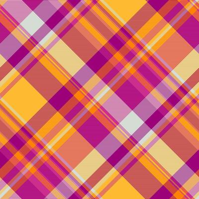 Vibrant diagonal plaid pattern in warm tones. Perfect for textile design, fashion, or website backgrounds. This energetic, geometric design evokes feelings of warmth, optimism, and style.