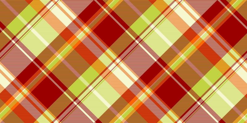 T-shirt textile fabric plaid, worn pattern tartan seamless. Spring check background texture in red and light goldenrod yellow colors.