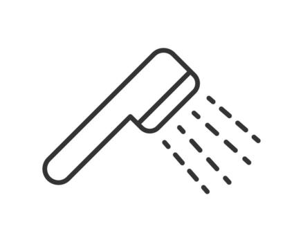 Minimalist icon of a shower head with water flowing. Symbol of cleanliness, hygiene, and relaxation. Useful for apps, websites, and informational designs. vector