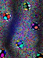 Colorful pattern with spheres and dots, creating an optical illusion. vector
