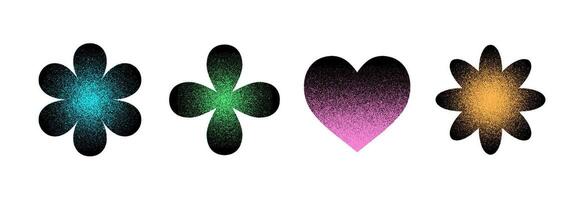 Shapes with gradient grainy textures on a white background. vector