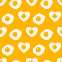 Hand drawn seamless pattern with cute roasted eggs. Perfect print for paper, fabric, textile. Food illustration for decor and design. vector