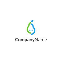 Simple Pear Chat Logo Concept vector