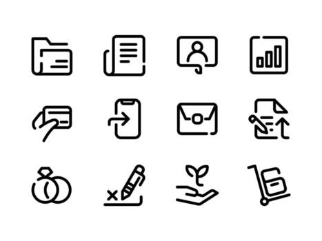 Business icon for company connection set in different style. Name, phone, mobile, place, location, mail, website and message card sign. Contact symbol design template vector