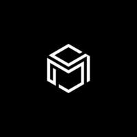 Letter M with box shape combination logo concept vector