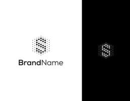 letter S with hexagon and dot concept logo for lab or technology company vector