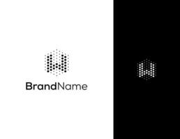 letter W with hexagon and dot concept logo for lab or technology company vector