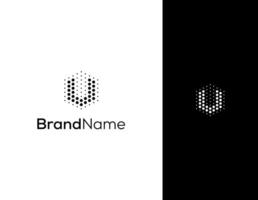 letter V with hexagon and dot concept logo for lab or technology company vector