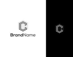 letter C with hexagon and dot concept logo for lab or technology company vector