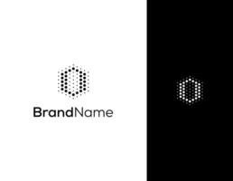 letter O or number 0 with hexagon and dot concept logo for lab or technology company vector