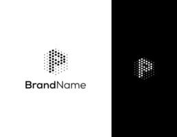 letter P with hexagon and dot concept logo for lab or technology company vector