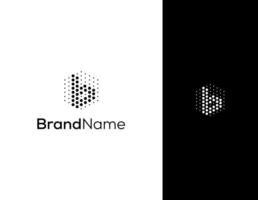 letter B with hexagon and dot concept logo for lab or technology company vector