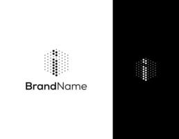 letter i with hexagon and dot concept logo for lab or technology company vector