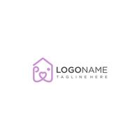 simple vet care logo with house and dog face vector