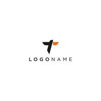 letter T initial with flying bird logo concept vector