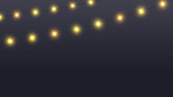 Glowing lamps garland. Decorative Christmas lights. Fairy lights chain. Wall decoration for party. Led bulb lamp string. vector