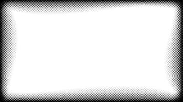 Halftone frame. Comic style divider. Pop art faded frame. Grunge speckle grain background. Dotted particles separator. White and black abstract wallpaper backdrop vector
