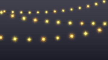 Glowing lamps garland. Decorative Christmas lights. Fairy lights chain. Wall party decoration. Led bulb lamp string vector