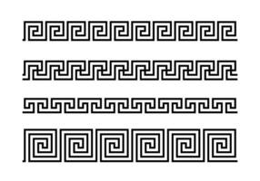 Greek key ornaments collection. Meander pattern set. Repeating geometric meandros motif. Greek fret design. Ancient border vector
