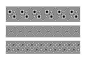 Greek key ornaments collection. Meander pattern set. Repeating geometric meandros motif. Greek fret design. Ancient borders vector