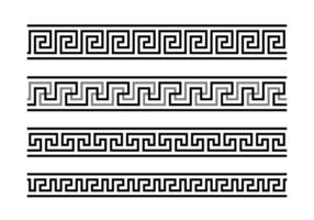 Greek key ornaments collection. Meander pattern set. Repeating geometric meandros motif. Greek fret designs. Ancient decorative border vector