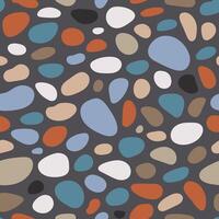 Pebble seamless pattern. Smooth stones background. Cobblestone paving texture. Sea or river pebbles repeating wallpaper. vector