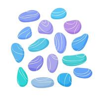 Pebble stones collection. Beach pebbles shape set. Various forms of smooth rocks. Sea or river pebbles. . vector