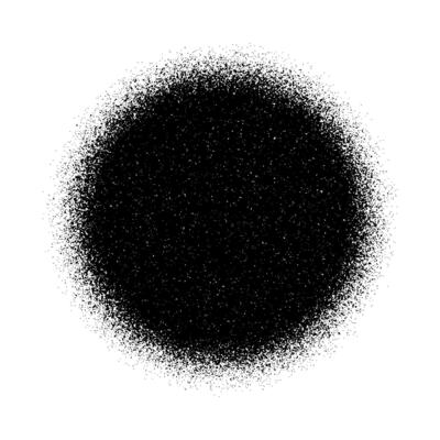 Circle grain texture. Radial fading noise gradient. Round grunge shape. Speckles and particles textured background. Dotted print wallpaper.